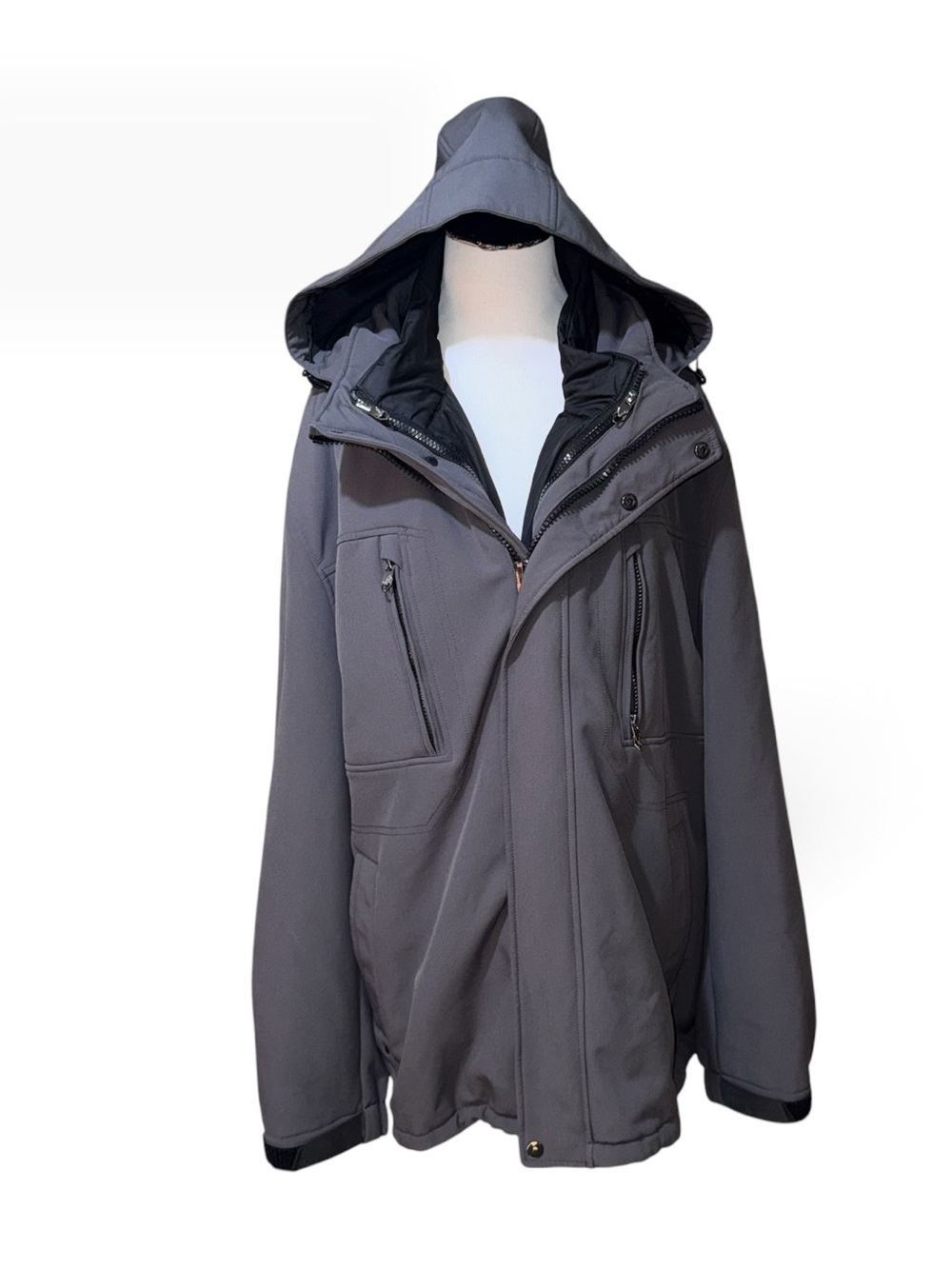 Calvin Klein Men's Size XXL 3-in-1 Systems Jacket Removable Lining Hooded Gray